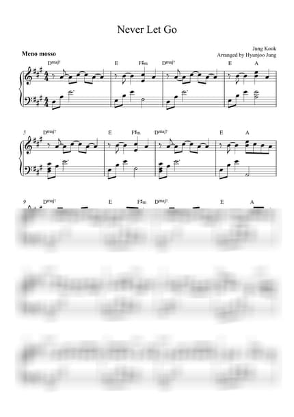 악보 > Never Let Go - 정국 by Hyunjoo Jung 악보 이미지-0