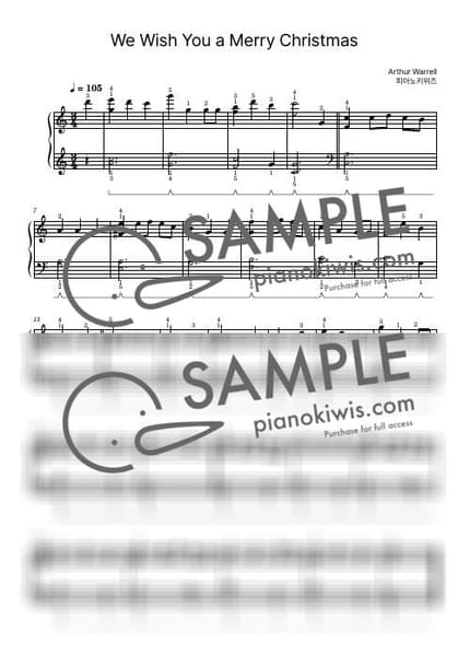 楽譜 > おめでとうクリスマス / 初級 - Traditional · キャロル by PianoKiwis 楽譜画像-0