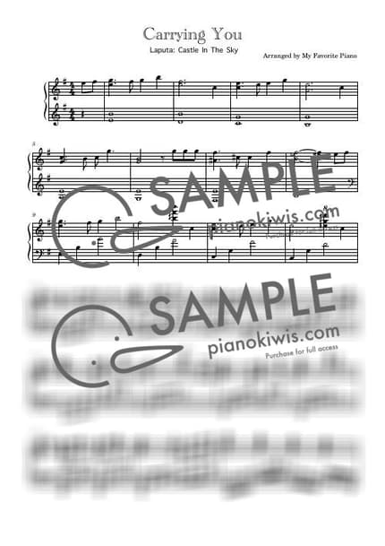 악보 > 너를 태우고 (君をのせて) / 고급 악보 - 히사이시 조 · 천공의 성 라퓨타 OST by My Favorite Piano 악보 이미지-0