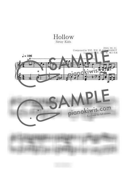 Score > Hollow - Stray Kids by Boknowa Sheet music image-0