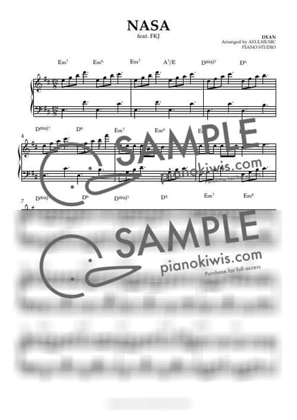 Score > NASA (feat. FKJ) - DEAN by AYULMUSIC Sheet music image-0