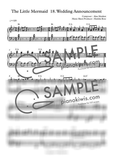 악보 > Wedding Announcement / Disney Piano - Alan Menken · 인어공주 OST by Matilda Rose 악보 이미지-0