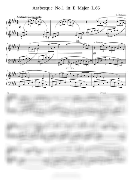 Score > Arabesque No.1 / Advanced - C. Debussy by PianoKiwis Sheet music image-0