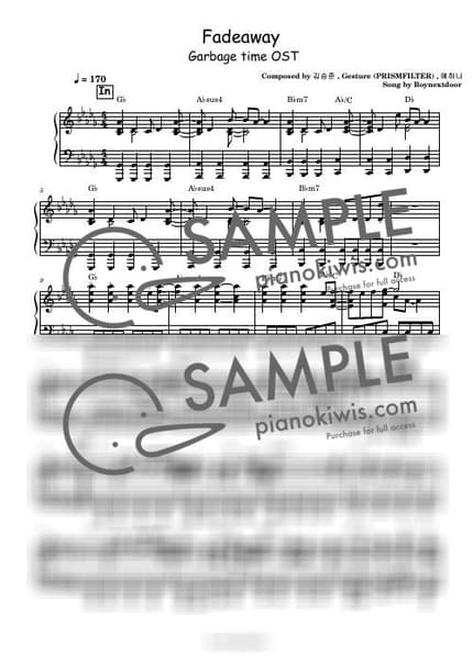 Score > Fadeaway - BOYNEXTDOOR · GARBAGE TIME OST by 스페셜키 Sheet music image-0