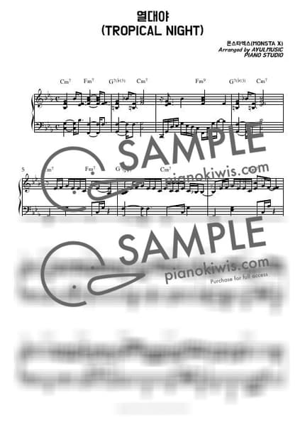 Score > Tropical Night / 1절/ 코드 포함 - MONSTA X by AYULMUSIC Sheet music image-0