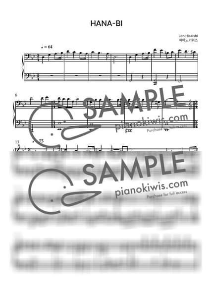 Score > HANA-BI / Hard - Joe Hisaishi · HANA-BI OST by PianoKiwis Sheet music image-0
