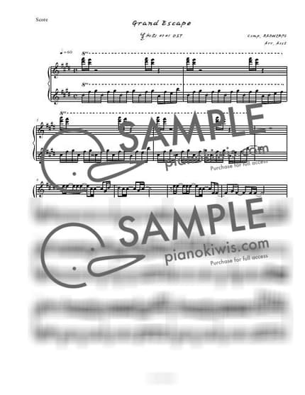 악보 > Grand Escape / 잔잔한 Ver. - RADWIMPS · 날씨의 아이 OST by Aost 악보 이미지-0