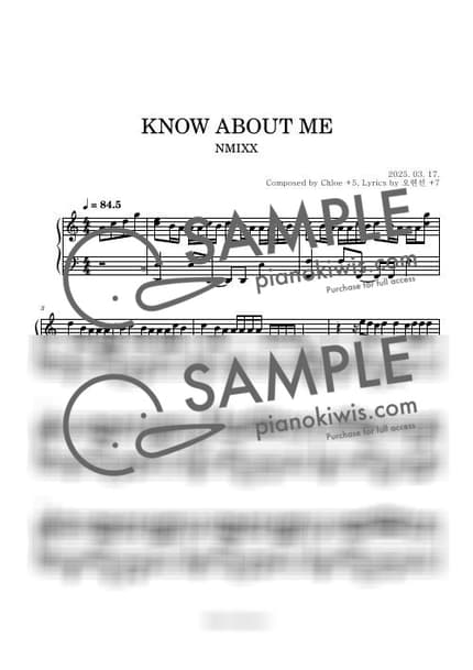 악보 > KNOW ABOUT ME / 중급 악보 - NMIXX by Boknowa 악보 이미지-0