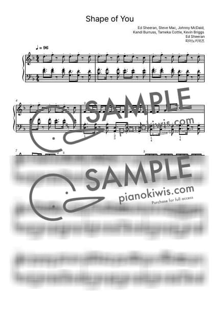 Score > Shape of You / Intermediate - Ed Sheeran by PianoKiwis Sheet music image-0