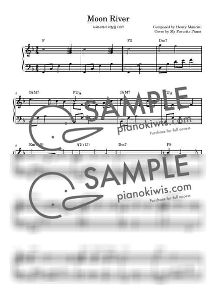 Score > Moon River / Intermediate - Henry Mancini · Breakfast at Tiffany's OST by My Favorite Piano Sheet music image-0