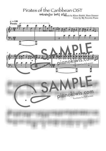 Score > He's A Pirate / Advanced - Hans Zimmer · Pirates of the Caribbean OST by My Favorite Piano Sheet music image-0