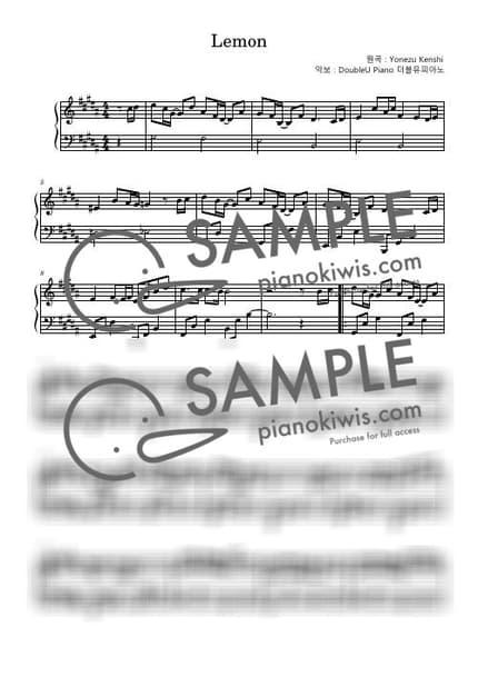Score > Lemon - Kenshi Yonezu by 더블유피아노doubleupiano Sheet music image-0