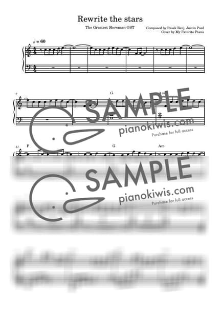 Score > Rewrite The Stars / Intermediate - The Greatest Showman OST by My Favorite Piano Sheet music image-0