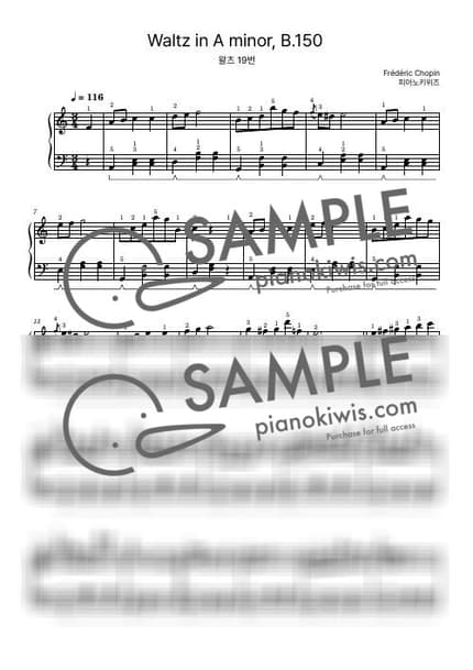 Score > Waltz in A minor, Op. poth. B.150 / Basic - F. Chopin by PianoKiwis Sheet music image-0