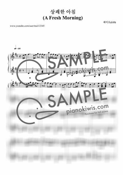 Score > A Fresh Morning / 뉴에이지 자작곡 - J.O by 제이오 Sheet music image-0