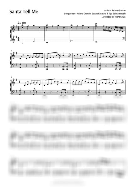 악보 > Santa Tell Me - Ariana Grande · 캐롤 by 피아노키위즈 악보 이미지-0