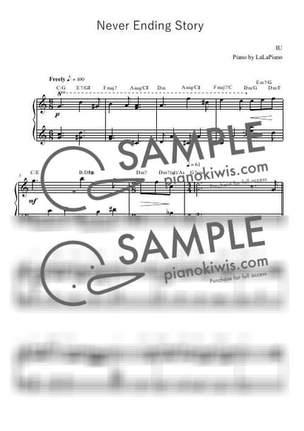 Score > Never Ending Story / Easy - IU by LaLaPiano Sheet music image-0