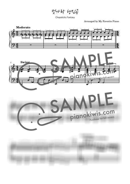 Score > Chopsticks / Intermediate - E. Allen by My Favorite Piano Sheet music image-0