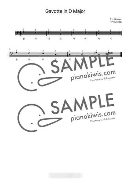 Score > Gavotte / Left Hand Practice - F. J. Gossec by PianoKiwis Sheet music image-0