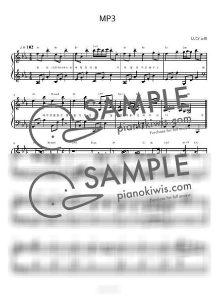 Score > MP3 / 피아노 반주 - LUCY by 피아노정류장 Sheet music image-0