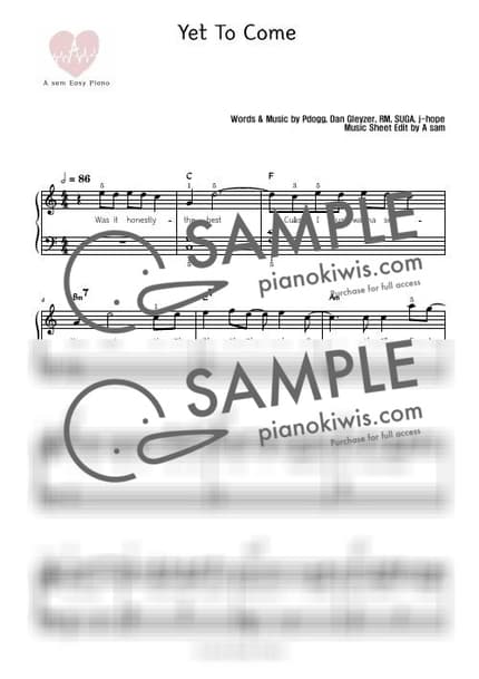 Score > Yet To Come / Easy - BTS by A Sheet music image-0