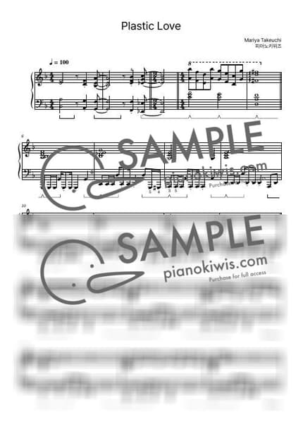 Score > Plastic Love / Intermediate - Mariya Takeuchi by PianoKiwis Sheet music image-0