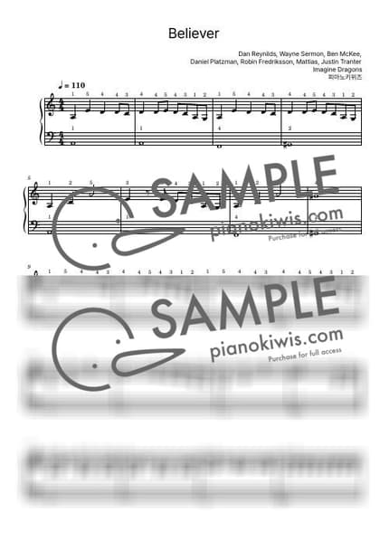 Score > Believer / Beginner - Imagine Dragons by PianoKiwis Sheet music image-0