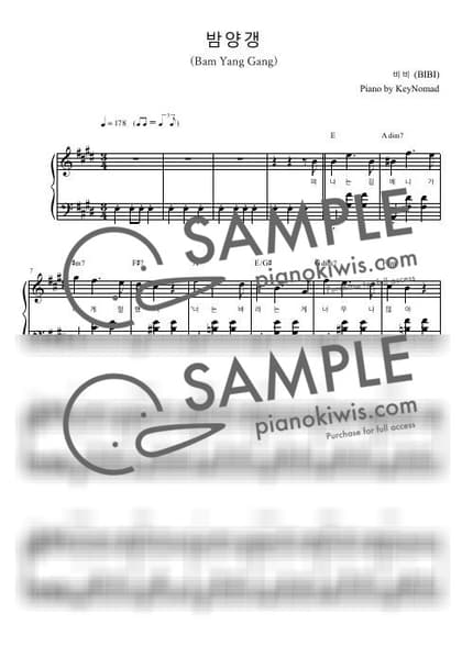 악보 > 밤양갱 / 왈츠버전 (Waltz Ver.) - 비비 (BIBI) by KeyNomad 악보 이미지-0