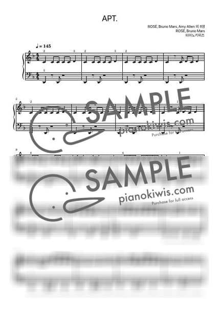 악보 > APT. / 쉬운 악보 - 로제, Bruno Mars by 피아노키위즈 악보 이미지-0