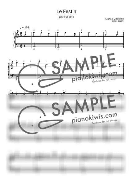 Score > Le Festin / Beginner - Michael Giacchino, Camille · Ratatouille OST by PianoKiwis Sheet music image-0