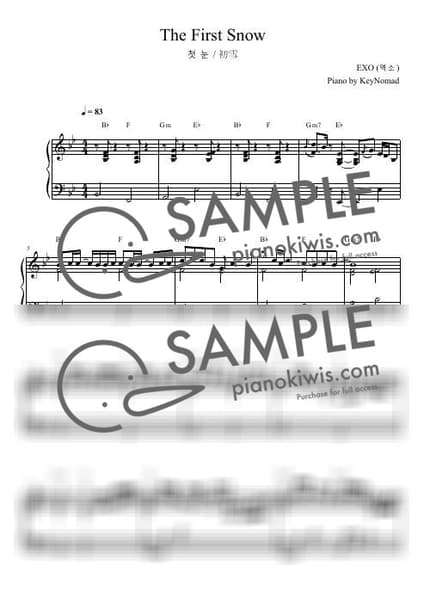 악보 > 첫 눈 / 발라드 버전 (Ballad Ver.) - EXO · 캐롤 by KeyNomad 악보 이미지-0