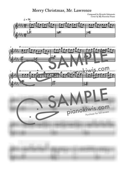 악보 > Merry Christmas Mr. Lawrence / 고급 악보 - 류이치 사카모토 · 전장의 크리스마스 OST by My Favorite Piano 악보 이미지-0
