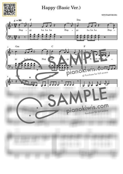 Score > Happy / Easy - TAEYEON by 듣다뮤직 DEUTDAMUSIC Sheet music image-0