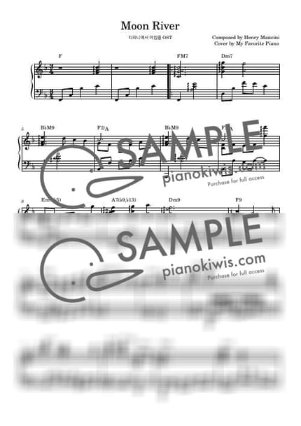 Score > Moon River / Advanced - Henry Mancini · Breakfast at Tiffany's OST by My Favorite Piano Sheet music image-0