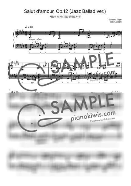Score > Salut D'amour (Jazz Ballad Ver.) / Intermediate - E. Elgar, PianoKiwis by PianoKiwis Sheet music image-0