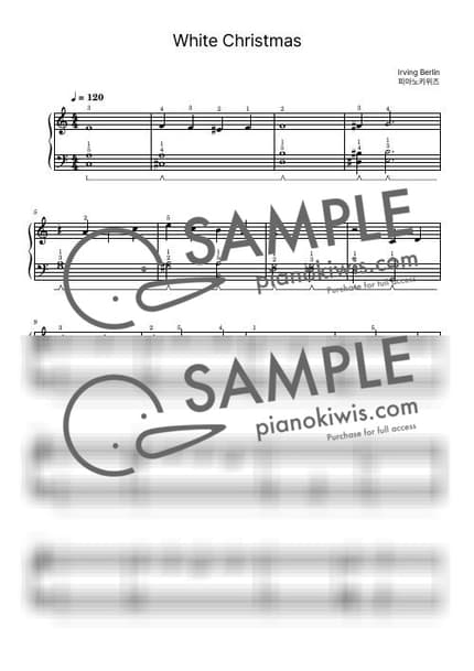 악보 > White Christmas / 초급 - Irving Berlin · 캐롤 by 피아노키위즈 악보 이미지-0