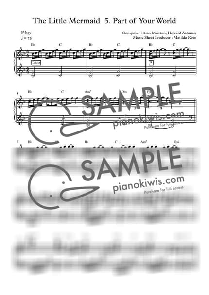 Score > Part Of Your World / Disney Piano - Alan Menken · The Little Mermaid OST by Matilda Rose Sheet music image-0