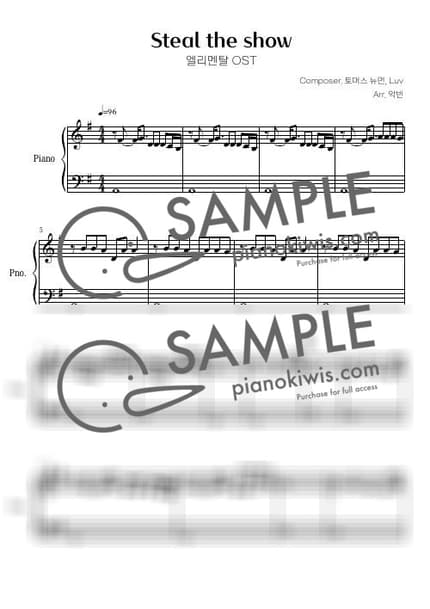 Score > Steal The Show / Easy - Lauv · Elemental OST by 악빈 Sheet music image-0