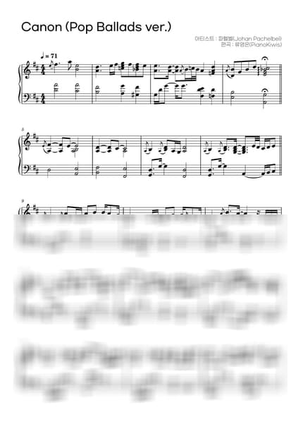 Score > Canon and Gigue in D major / Pop Ballads ver. - J. Pachelbel by PianoKiwis Sheet music image-0