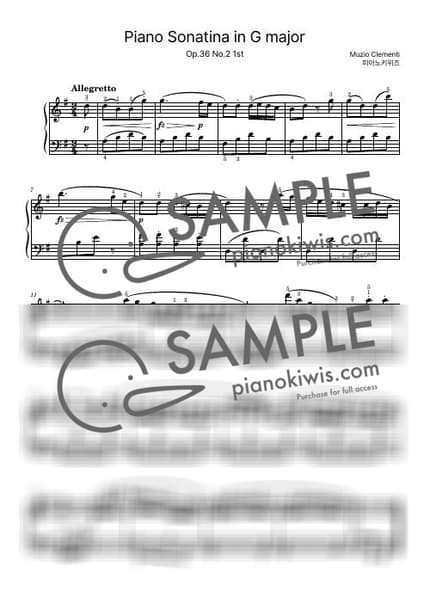 Score > Sonatina in G Major, Op.36 No.2 / 1악장 - M. Clementi by PianoKiwis Sheet music image-0