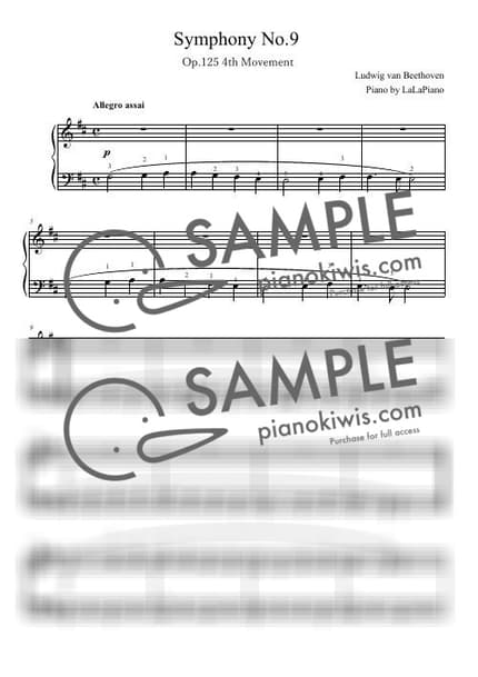 Score > Symphony No.9 'Choral' / Beginner - L. V. Beethoven by LaLaPiano Sheet music image-0