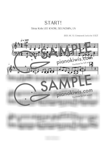 악보 > START! / 중급 악보 - 리노, 승민, 아이엔 · 언젠가는 슬기로울 전공의생활 OST by Boknowa 악보 이미지-0