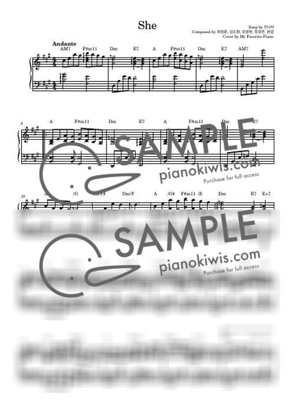 악보 > She / 고급 악보 - 잔나비 by My Favorite Piano 악보 이미지-0