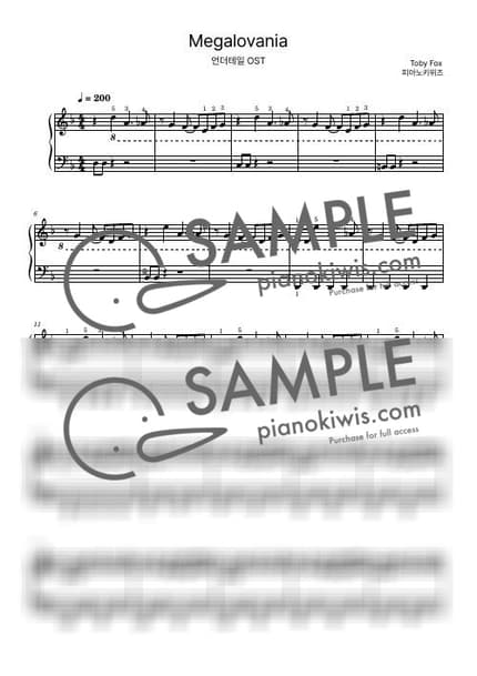 악보 > Megalovania / 초급 - Toby Fox · 언더테일 OST by 피아노키위즈 악보 이미지-0