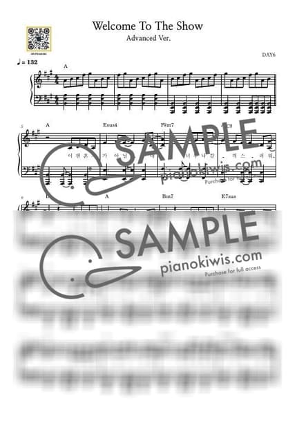 악보 > Welcome to the Show / 중급버전 - DAY6 by 듣다뮤직 DEUTDAMUSIC 악보 이미지-0