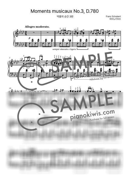 Score > Moments Musicaux in F minor D.780 Op.94 No.3 / Advanced - F. Schubert by PianoKiwis Sheet music image-0