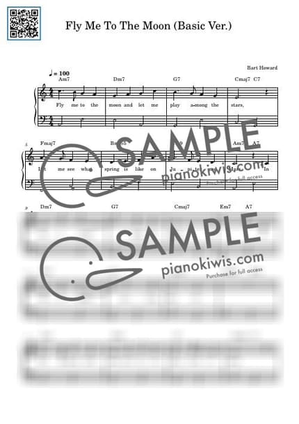 악보 > Fly Me To The Moon / 쉬운버전 - Bart Howard by 듣다뮤직 DEUTDAMUSIC 악보 이미지-0