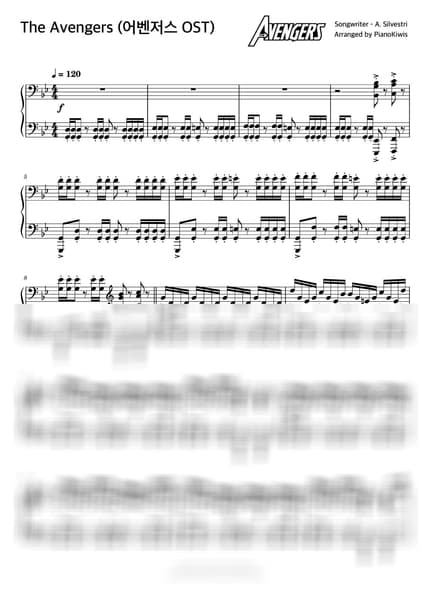 楽譜 > The Avengers - Alan Silvestri · アベンジャーズ OST by PianoKiwis 楽譜画像-0