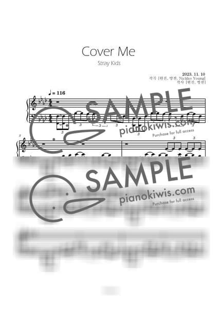Score > Cover Me / Intermediate - Stray Kids by Boknowa Sheet music image-0