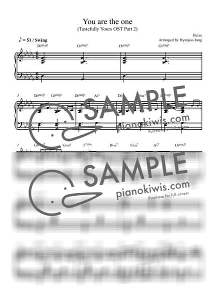 Score > You are the one - Heize · Tastefully Yours OST by Hyunjoo Jung Sheet music image-0